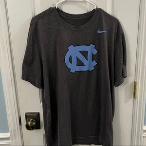 Nike Men's Dark Gray Tee with Light Blue Graphic